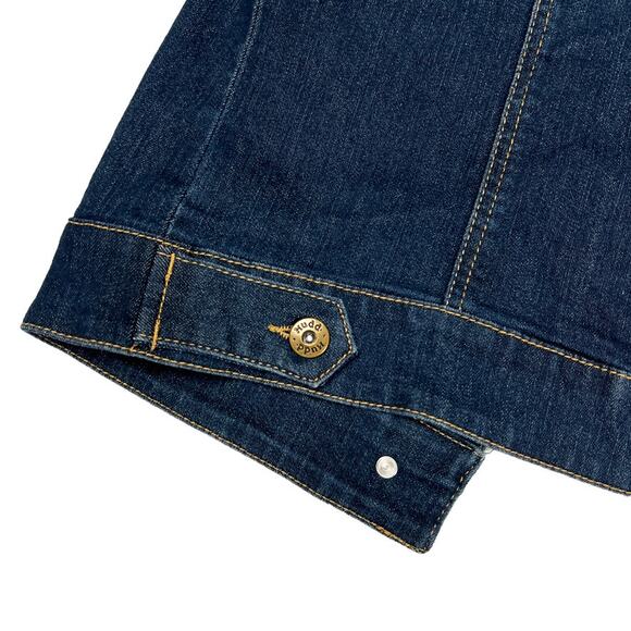 Mudd Vest Jean Jacket Dark Wash Denim Vest Button Front Collared Women's Small - Picture 8 of 11